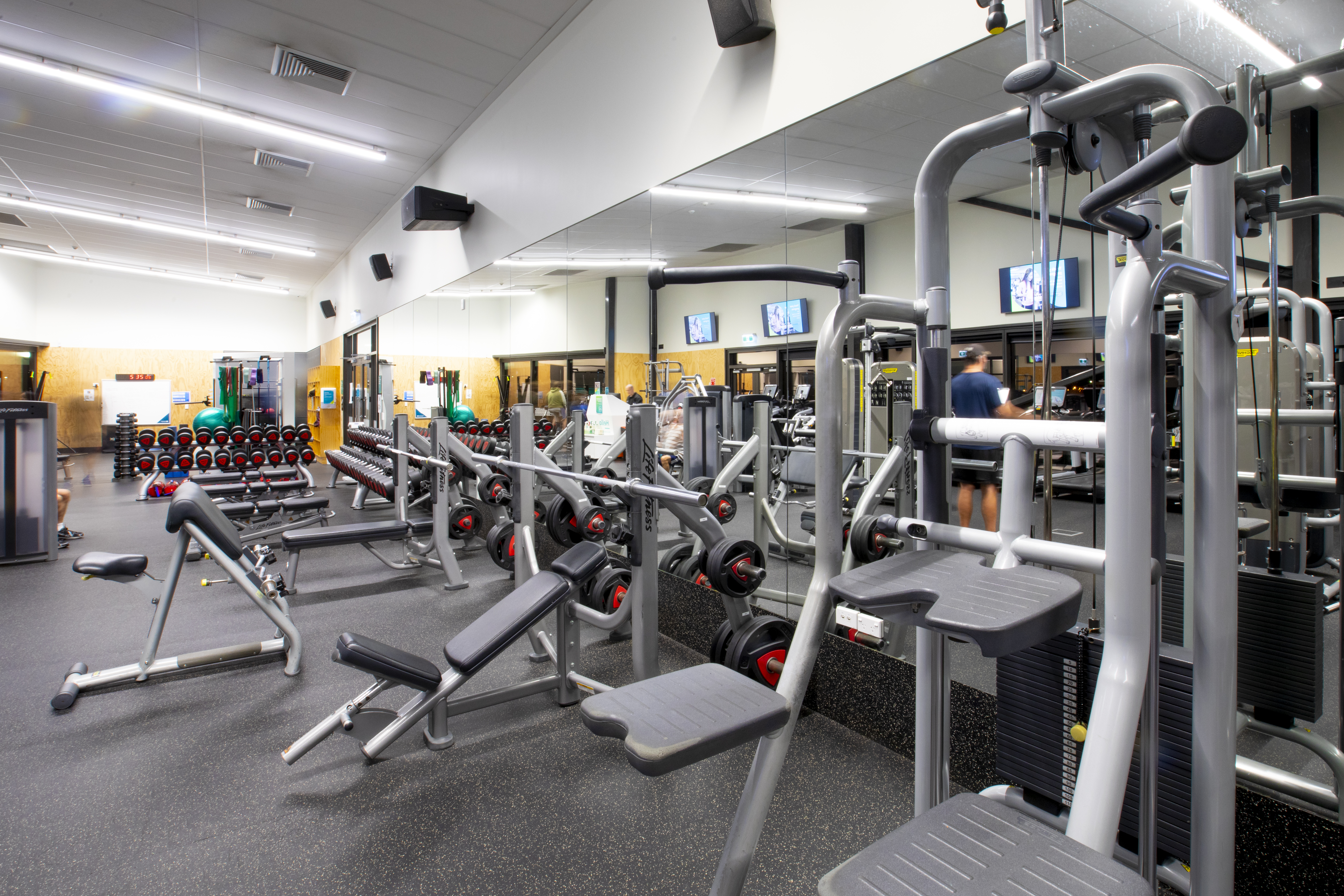 The gym and weightroom at Taiora QEII Recreation and Sport centre. 