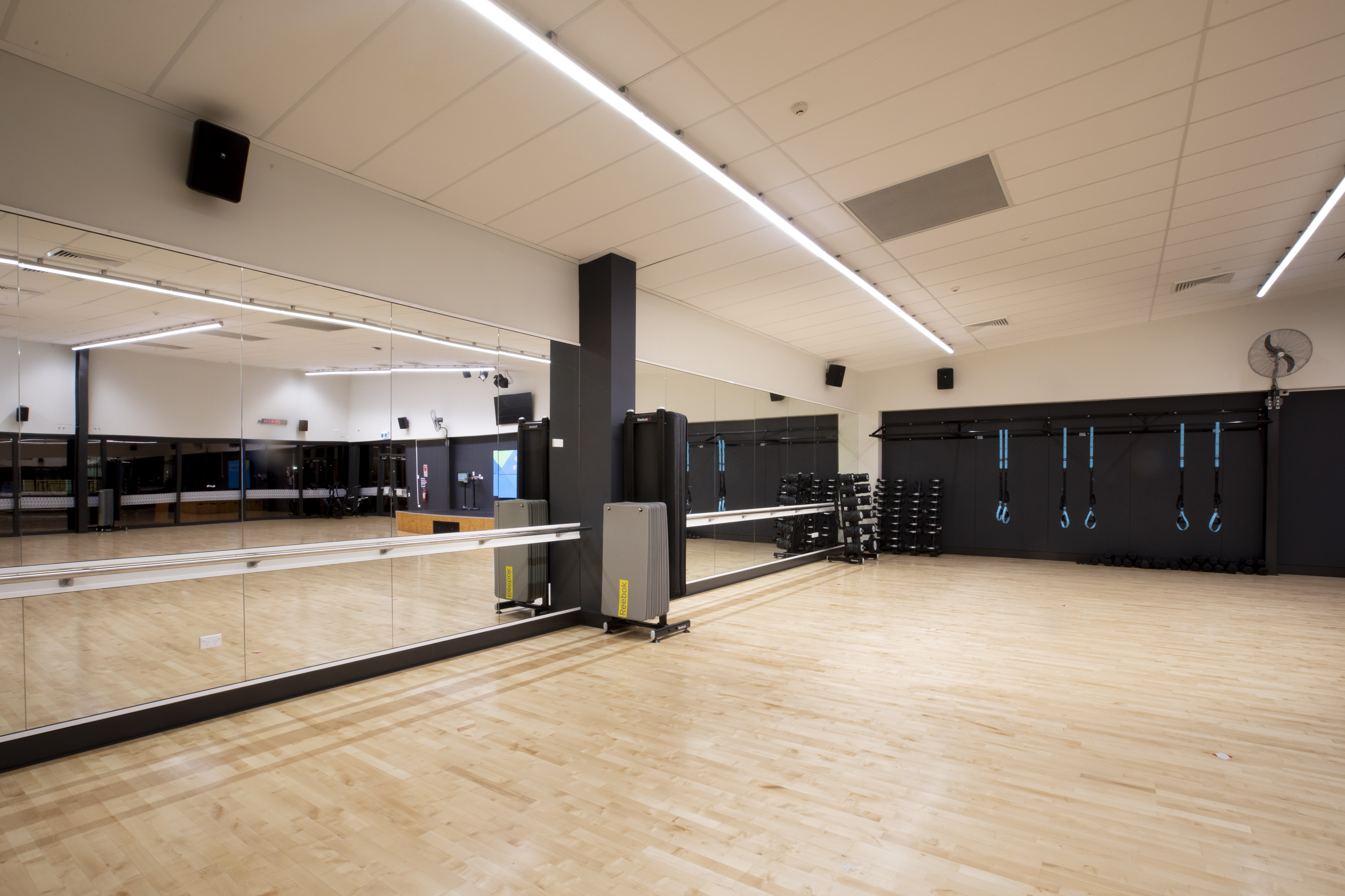 The dance and workout classroom at Taiora QEII Recreation and Sport centre. 